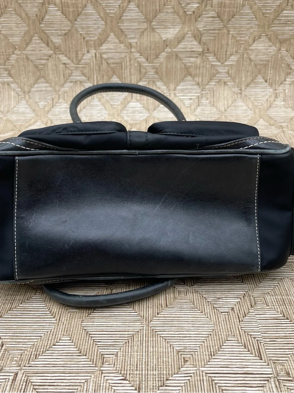 Vtg COACH Y2K Legacy Turnlock Blk Leather & Nylon Mini Boston Satchel Bag 4452